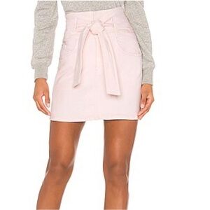Rebecca Minkoff Callie Denim Skirt Women’s Size XL Light Pink Belted Tie Front